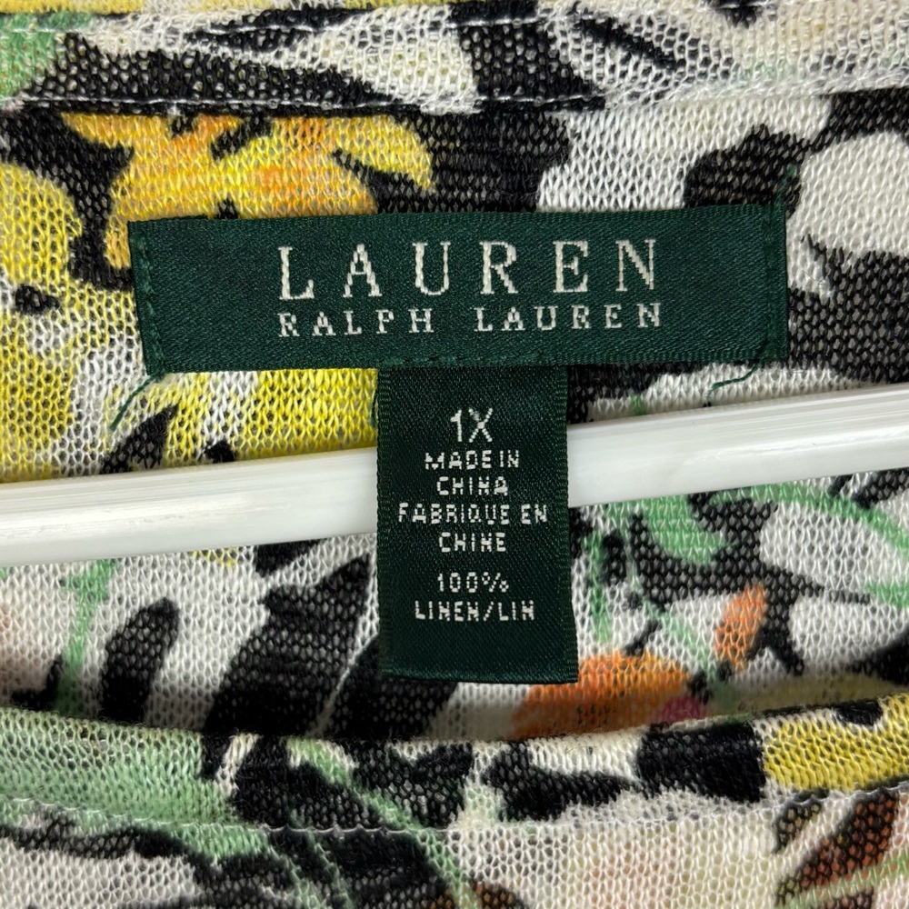Lauren Ralph Lauren Floral Linen Top Size 1X - Picture 3 of 4